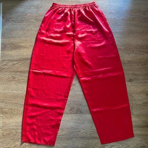 Vintage Gold Label Victoria's Secret Red Satin Bottoms with Elastic Waistband